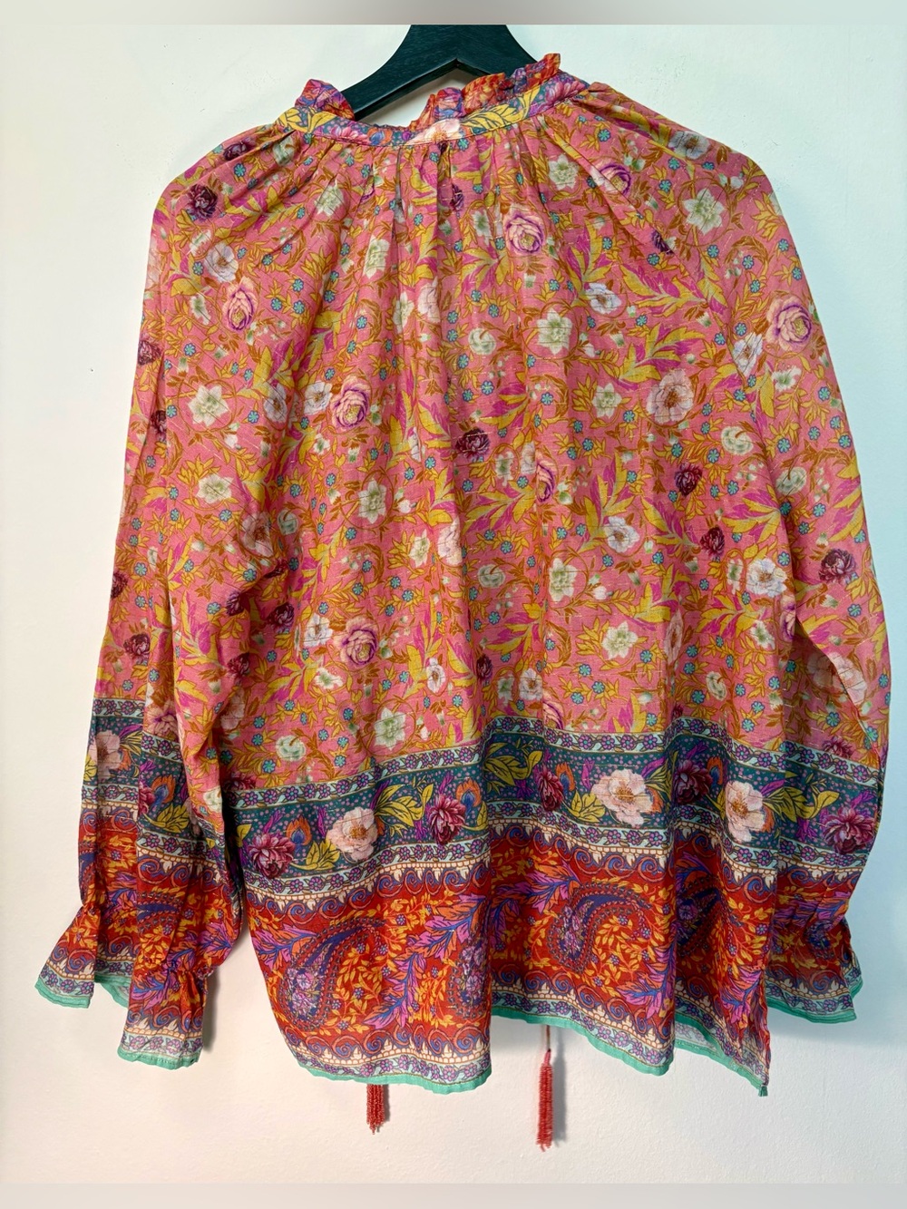 Aratta Gold Tinsel Women’s Silent Journey Ruched Floral Blouse Size XL Sku#158 - Picture 10 of 11